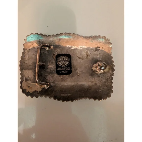 Vintage 90's Crumrine Belt Buckle Heavy Silverplate & Bronze Sunflower Made USA - Picture 9 of 9